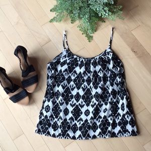 LOFT Ikat Print Linen Tank Top